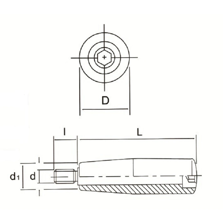 CNC Grinding Machines Revolving Handle Hand Grip 10mm Male Thread 85mm Long